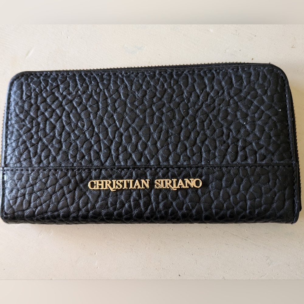 Christian Siriano for Payless Black Pebblegrain faux leather Zip around Wallet